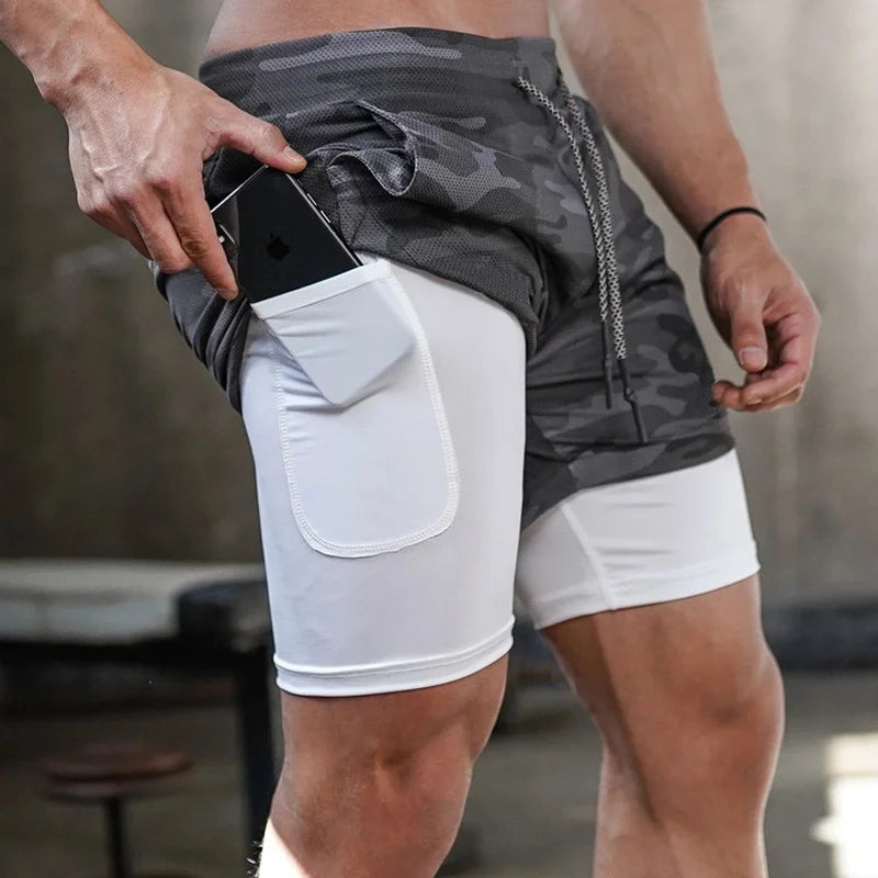Camo 2 in 1 Fitness Shorts for Men